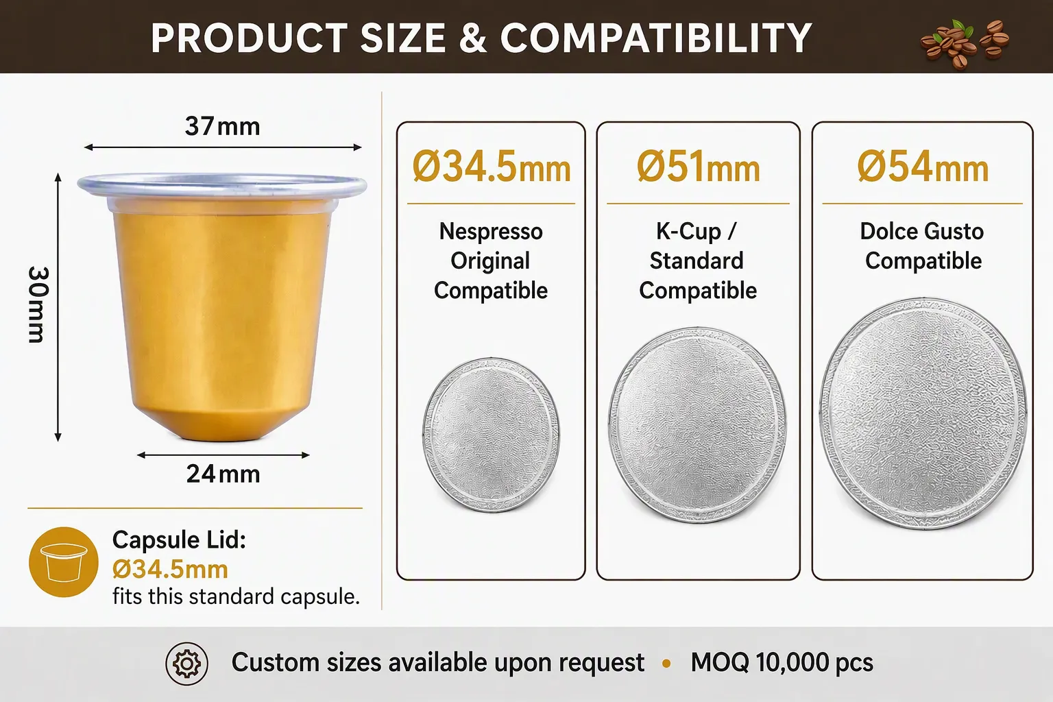 Embossed aluminum foil lids for coffee pods aluminum foil lid for nespresso, OEM Nespresso compatible foil lid manufacturer
